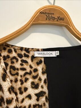 MISSLOOK Leopard Print and Black Panel Top size 2X